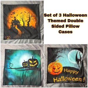 NWOT Set Of 3 Halloween Throw Pillow Cases